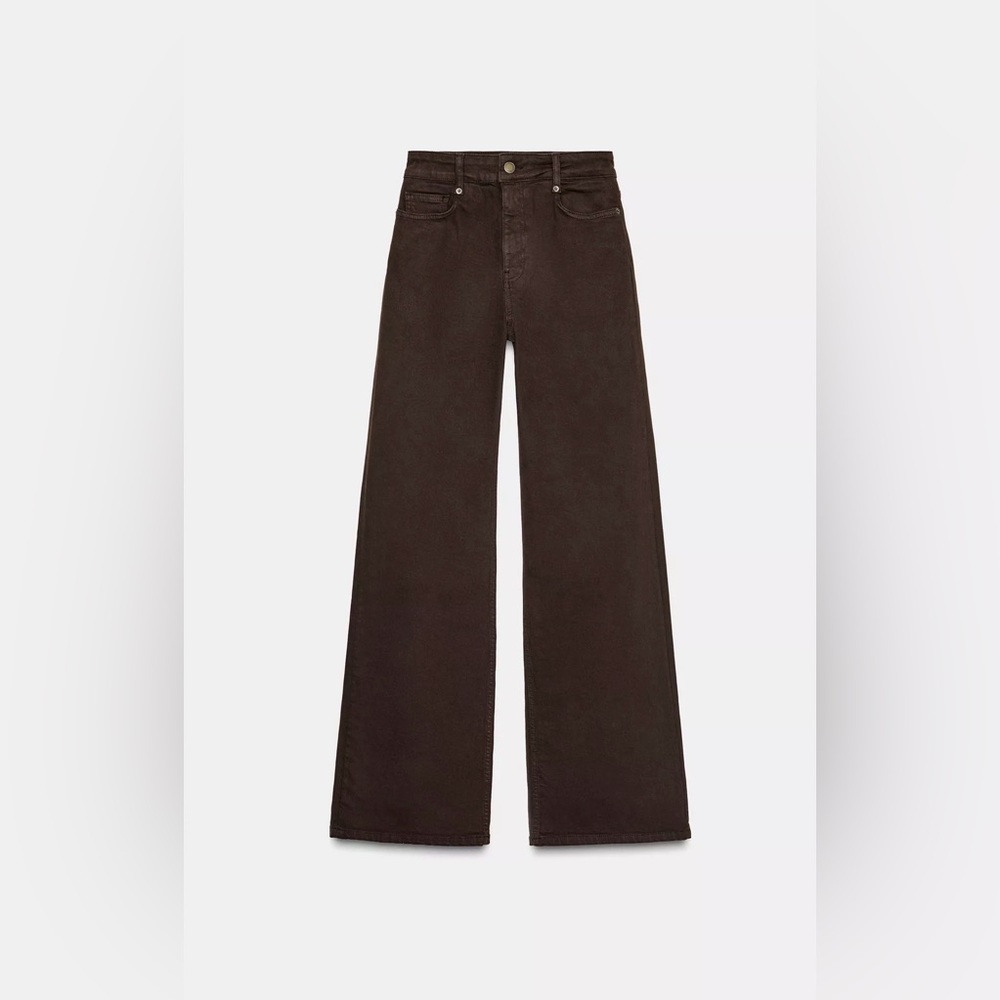 ZARA Brown Straight-Leg Jeans - Picture 4 of 11